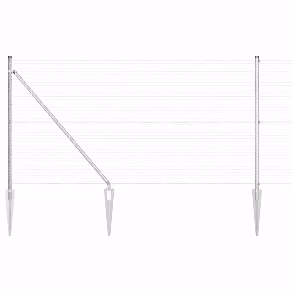 vidaXL Recinzione in rete saldata con punte in acciaio zincato argento, L: 100 cm, H: 25 cm – 2