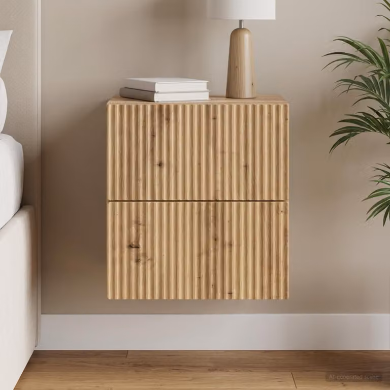 vidaXL Mobiletto da notte sospeso moderno in legno marrone L: 33 cm, P: 34,5 cm, H: 40 cm
