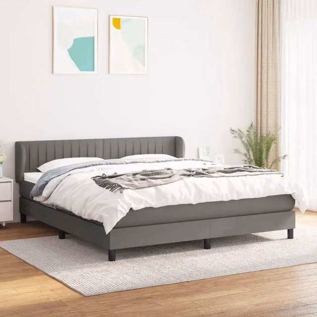 Letto Ibrido vidaXL con Giroletto a Molle e Materasso Grigio e Bianco L/P/H: 160 x 200 x 88 cm