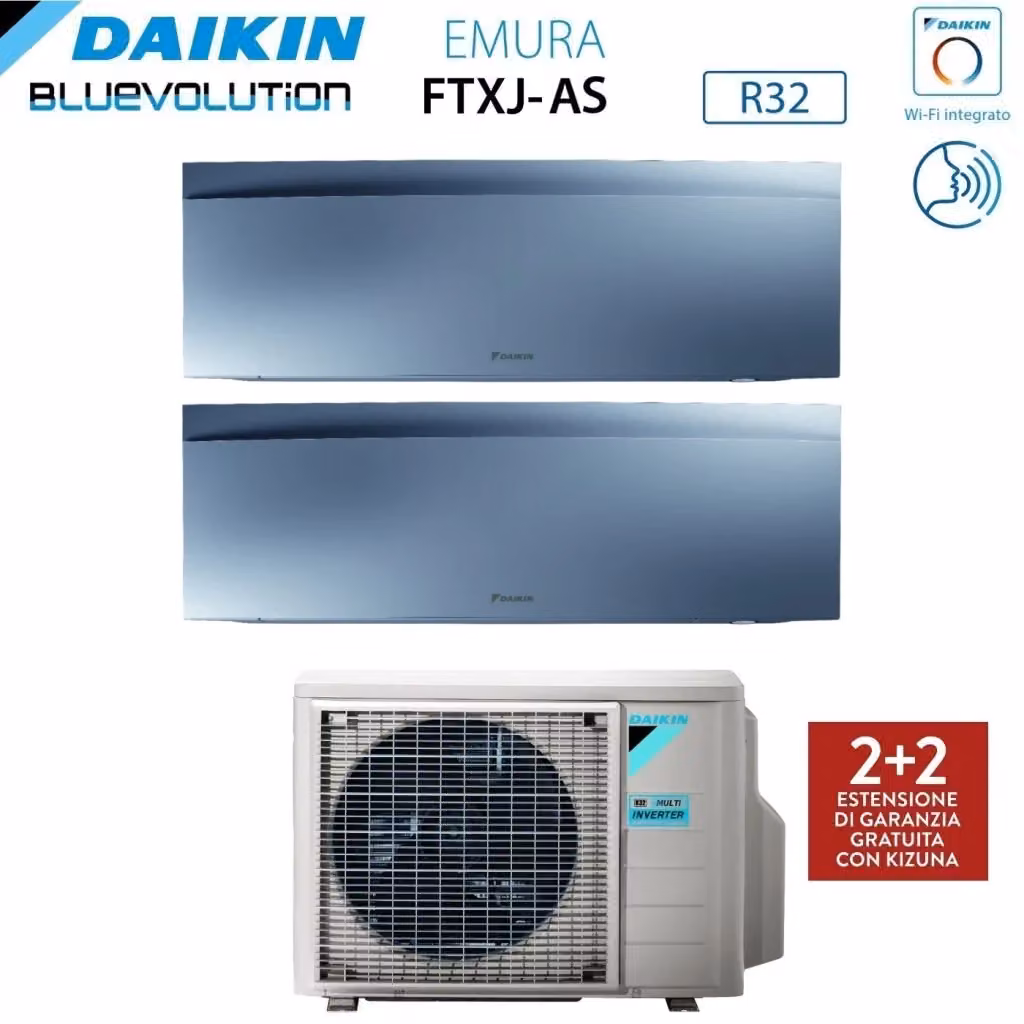 Condizionatore Dual Split Daikin Emura Silver III 12+18 con Wi-Fi Integrato Argento – 2