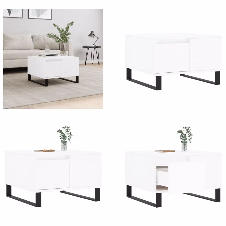 vidaXL Tavolino bianco 55x55x36,5 cm Materiale a base di legno - Tavolino - Tavolini - Tavolino - Tavolo da divano