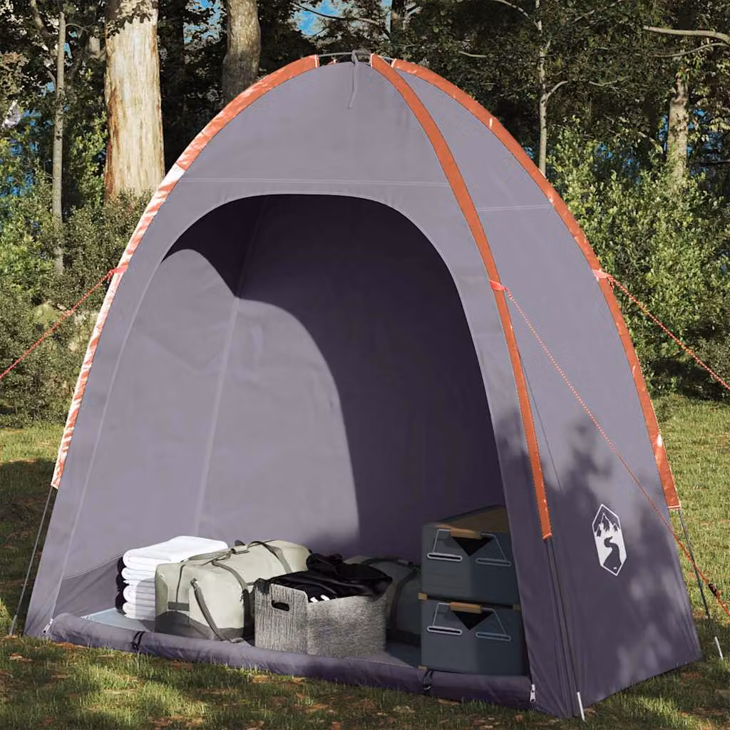vidaXL Tenda portaoggetti pieghevole impermeabile per giardino, grigio e arancione