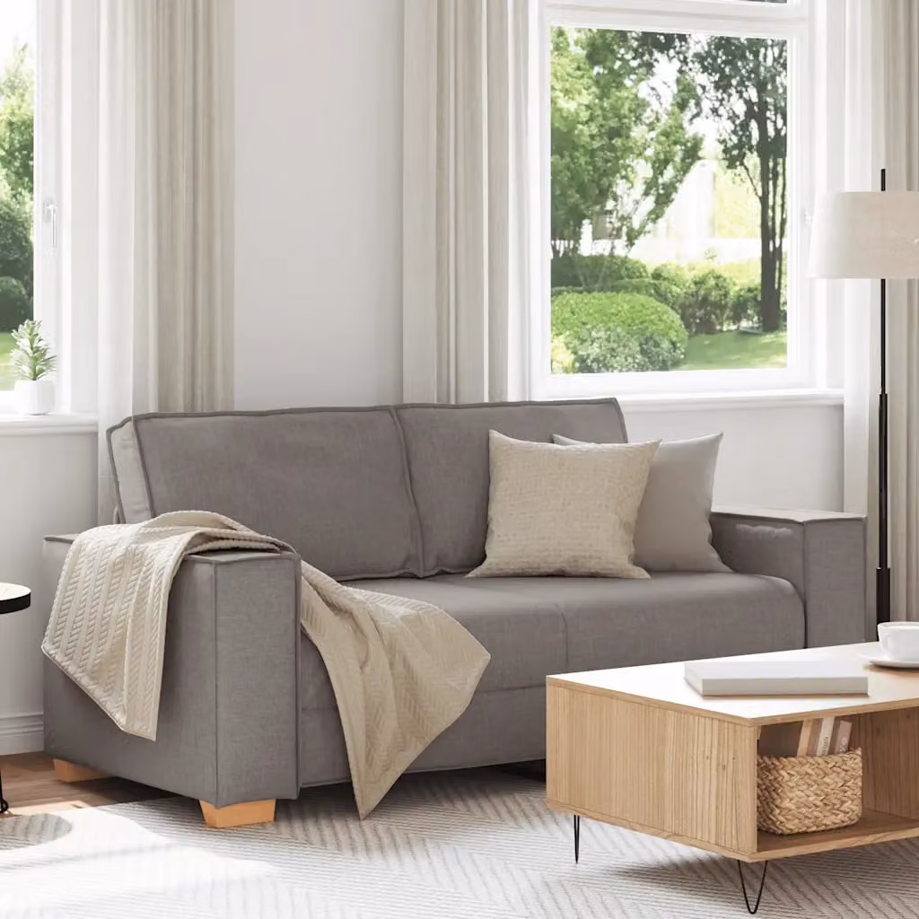 Divano a 2 posti vidaXL in tessuto moderno, colore beige/grigio, L: 180 cm, P: 78 cm, H: 84 cm