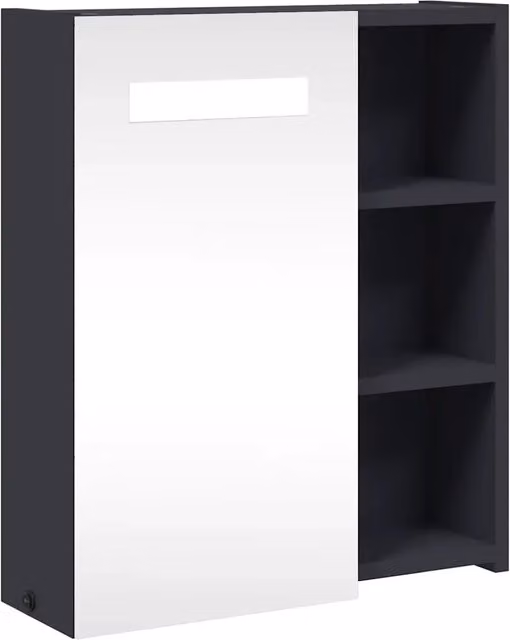 Mobiletto da bagno a parete con illuminazione a LED 45 x 13 x 52 cm pratico contenitore stile pulito legno grigio 02_0047266