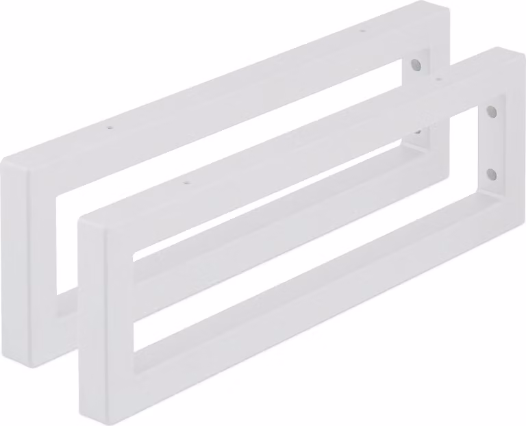 Relaxdays Supporto da parete, set da 2 pezzi, 50 cm, acciaio, supporto per lavabo e mensola a muro, mensola rettangolare, bianco