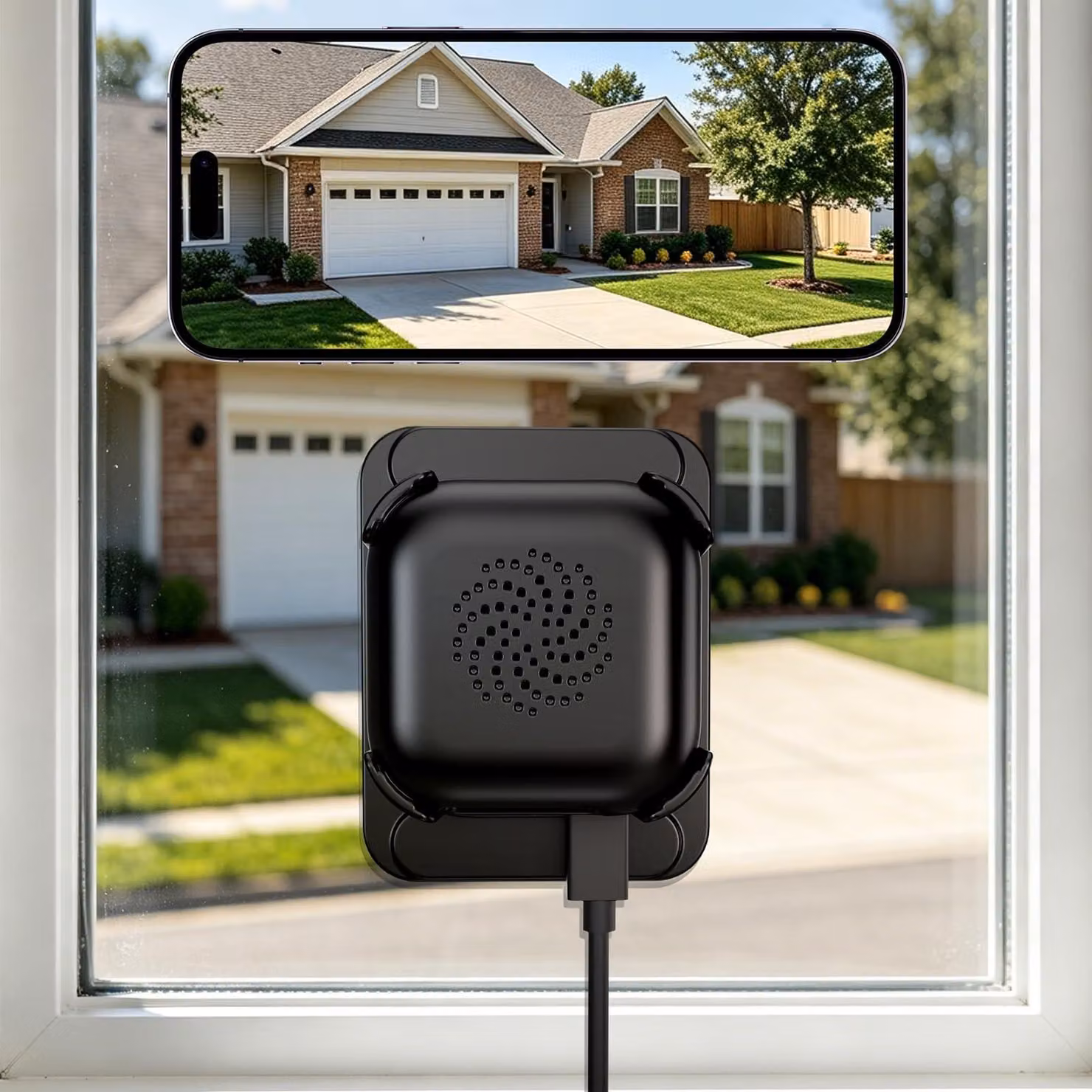 Telecamera di sicurezza per interni - Telecamera da finestra - 2K Ultra HD - Visione notturna a colori - Rilevamento AI - Wi-Fi