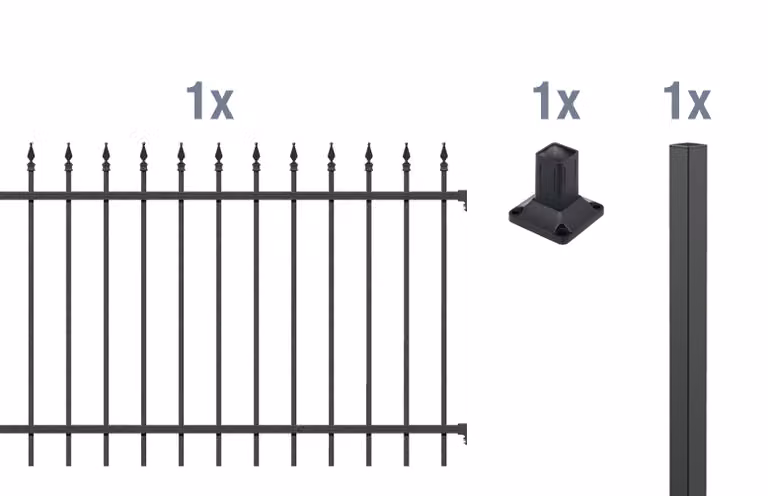 Alberts 510398 Set di prolunghe per recinzione Chaussee, da avvitare, nero opaco, altezza 120 cm, lunghezza 2 m