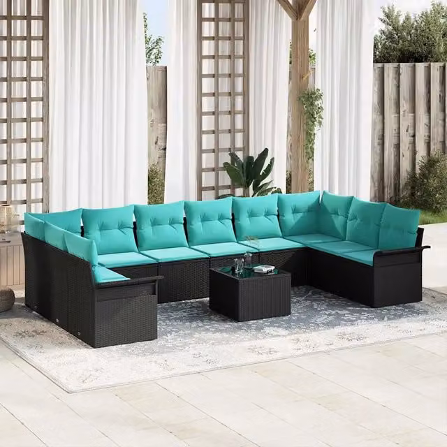 Set Divano da Giardino 11 pz Nero polyrattan 3354225