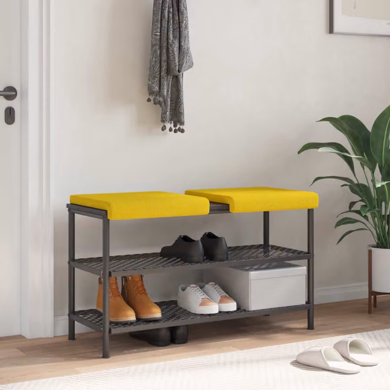 Set di 2 cuscini per panchina vidaXL in tessuto giallo, design moderno con imbottitura in schiuma e base antiscivolo, L/P/H: 40 x 38 x 3,5 cm