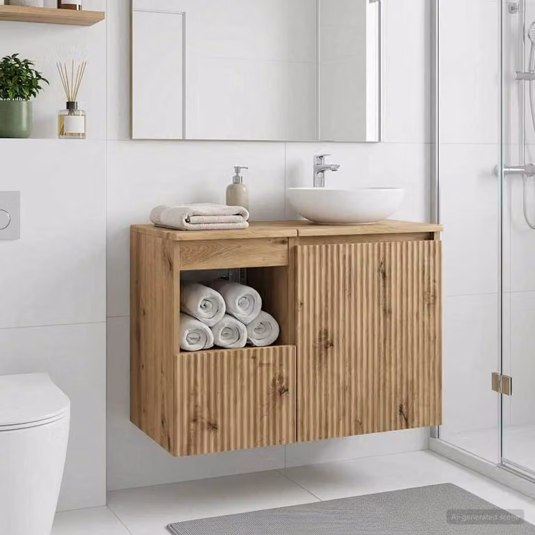 Mobile da bagno vidaXL in legno Rovere Artigianale Marrone L: 30 cm, P: 44,5 cm, H: 50 cm