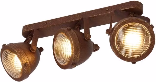 Plafoniera a barra Candellux Frodo in metallo marrone con 3 faretti GU10 regolabili e dimmerabili L: 120 cm, P: 43 cm, H: 12 cm