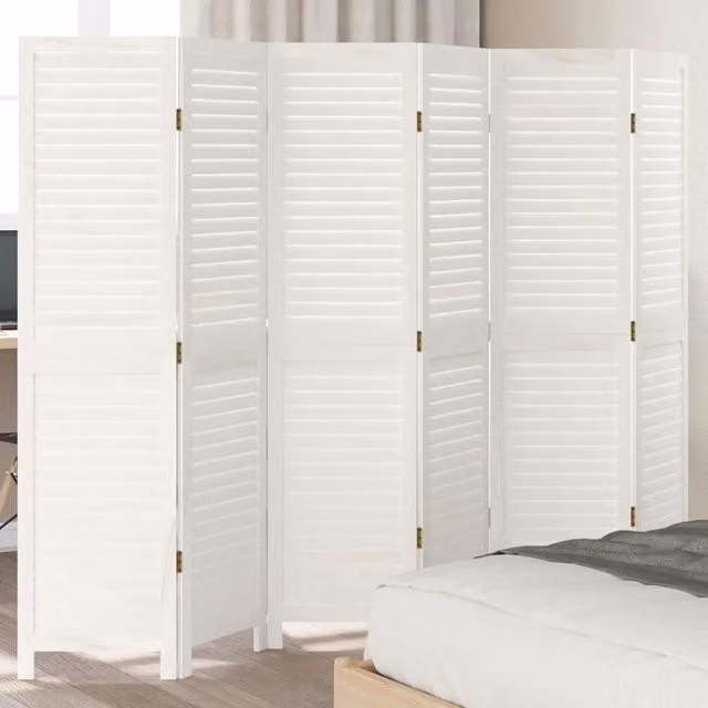 Divisorio Ambienti 6 Pannelli Bianco Retrò in Legno e Metallo vidaXL H: 215 cm x L: 160 cm