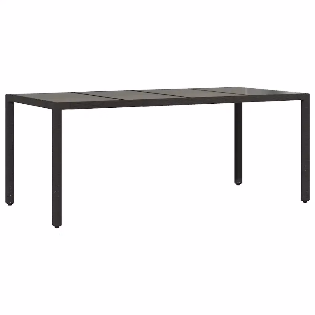Tavolo da giardino rettangolare vidaXL in polyrattan con piano in vetro nero L: 190 cm, P: 90 cm, H: 75 cm – 2