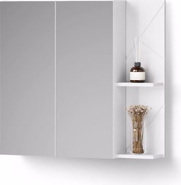 Mobiletto a specchio Livinity Ronco Bianco lucido 80 x 75 cm, Model 53135