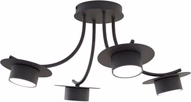 Plafoniera Moderna Enso Acciaio Nero 4 Luci Gx53