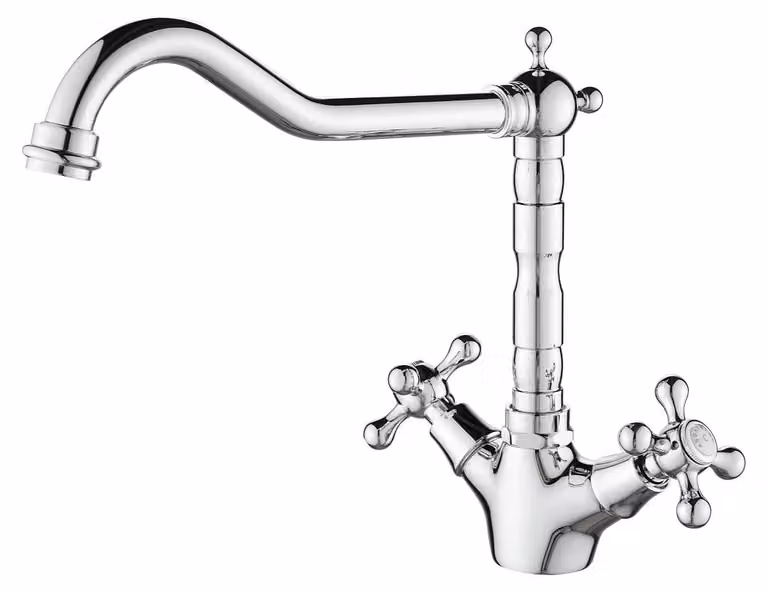 Miscelatore da cucina cromato con bocchetta angolata, modello Heritage Ascot CR-4002-HA, marca Aquanello