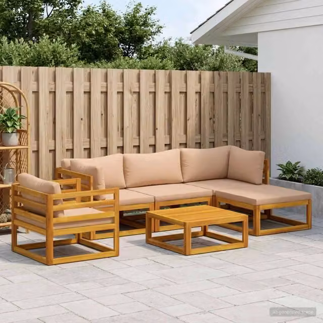 Set di divani 6 pz Naturale Legno di Acacia Massello 3417280
