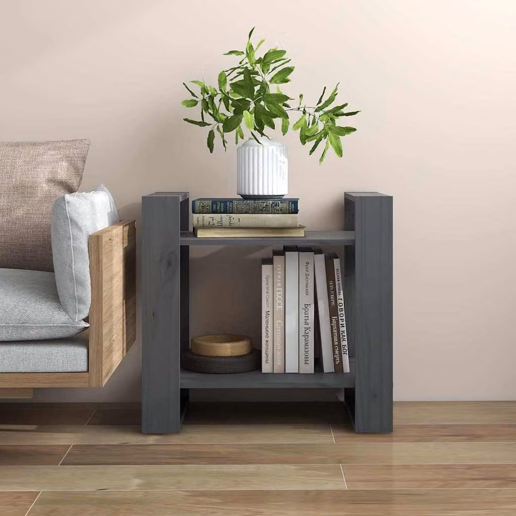 Libreria divisorio vidaXL in legno massello di pino grigio L: 60 cm, P: 35 cm, H: 57 cm