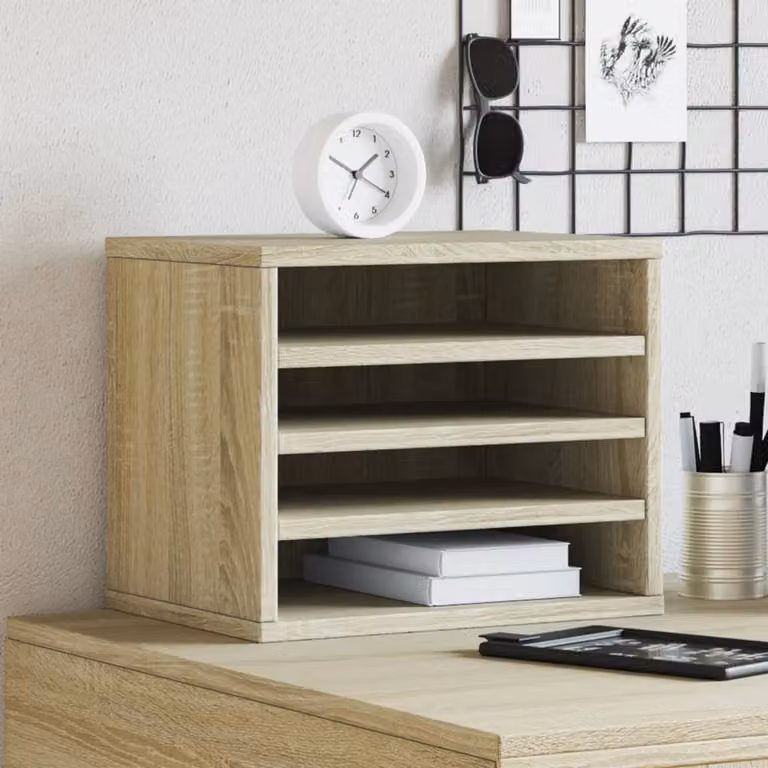 Organizer da scrivania vidaXL in legno multistrato color rovere sonoma, L: 36 cm, P: 26 cm, H: 29,5 cm