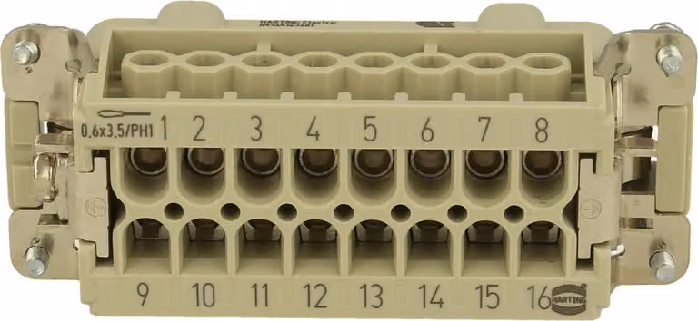 HARTING Han 16Ex UL inserto maschio (M) connessione a vite, 16 poli + PE 90 V, 16 A - 1 pezzo