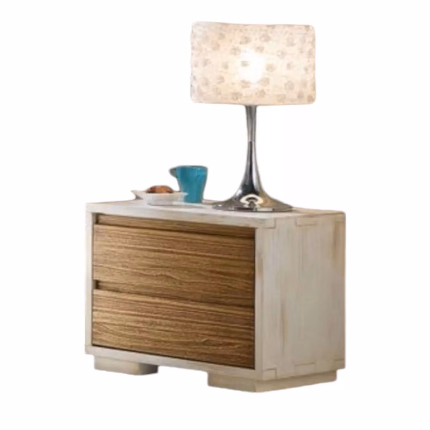 Comodino shabby chic in legno massello Mobili 2G con 2 cassetti bianco L/P/H: 55 x 38 x 46 cm – 1