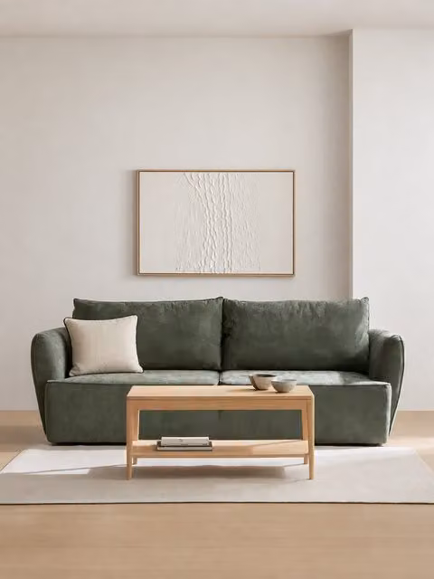 Divano letto Marais Kenay Home a 3 posti verde con vano contenitore e rivestimento in tessuto