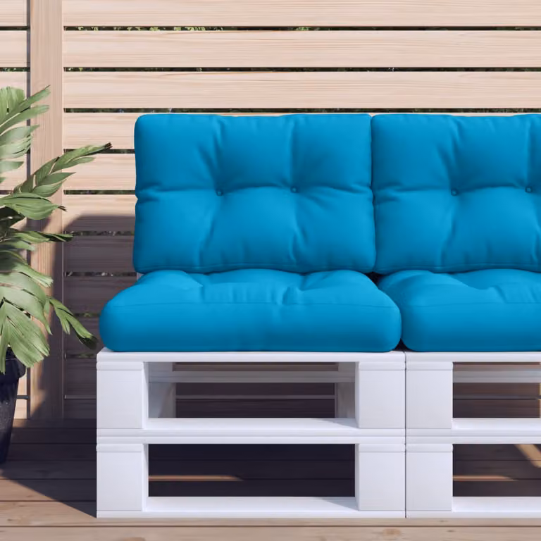 vidaXL Set di 2 Cuscini per Pallet Quadrati in Poliestere Blu, Idrorepellenti e Resistenti ai Raggi UV, L/P: 60 x 60 cm, H: 12 cm