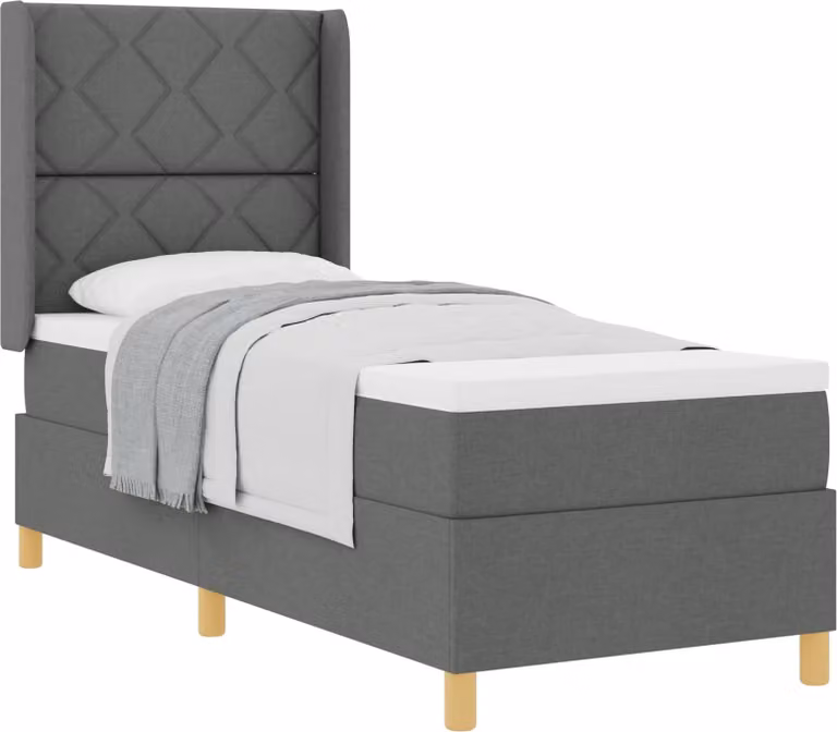 Letto a molle con materasso Grigio scuro 80 x 200 cm Tessuto