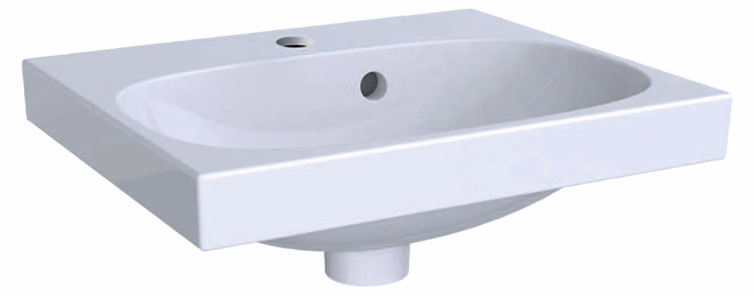Geberit Acanto lave-mains, 1 trou de robinetterie au centre, avec trop-plein, 450x380mm, 500.636.01.2, 500.636.01.2