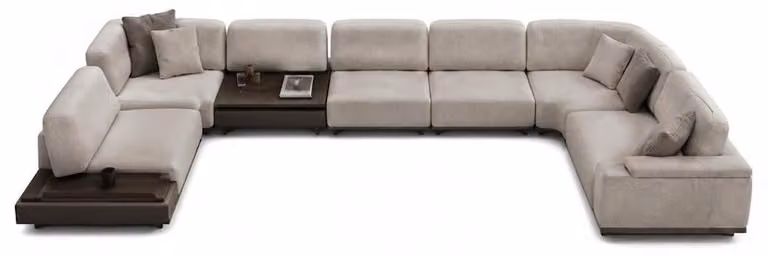 Divano angolare a forma di "U", design elegante, finiture di pregio, mobili imbottiti