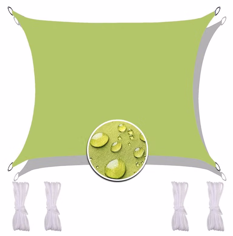 Tenda da sole impermeabile, 2,5 x 3 metri, verde, con corda per il fissaggio