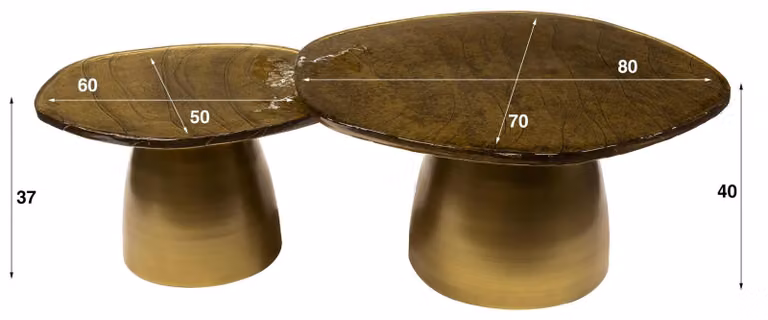 Tavolino FURNLUX Eclipse Gold 80 cm (2 pezzi) / Colore principale: oro / Dimensioni: 80 x 40 x 70 cm