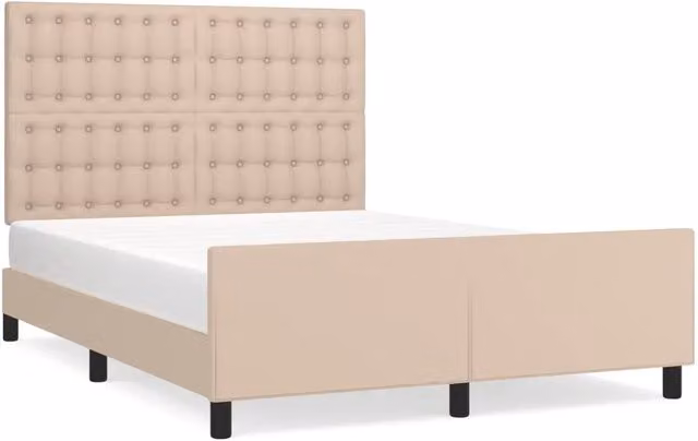 Letto matrimoniale | Letto per adulti | Giroletto con Testiera Cappuccino 140x200 cm in Similpelle