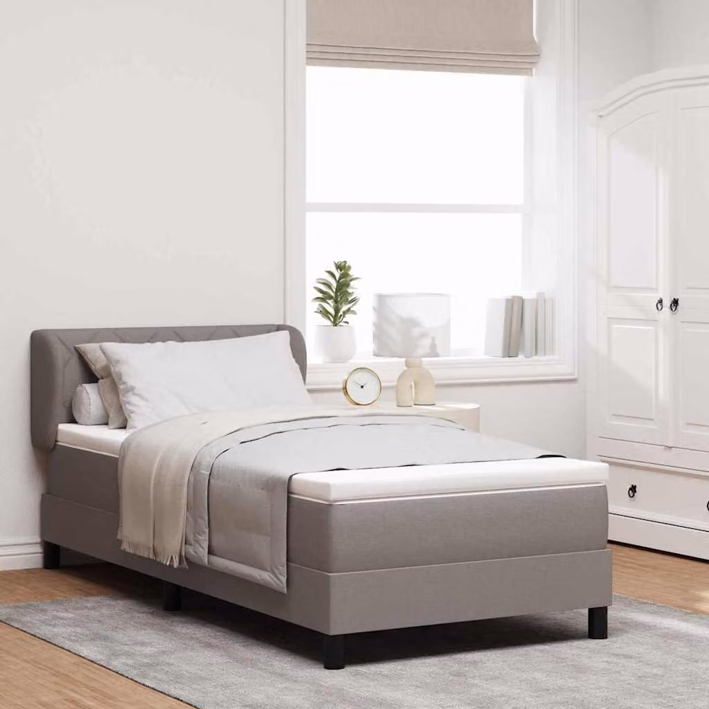 Maison Exclusive - Letto boxspring con testiera color taupe 100 x 200 cm in tessuto
