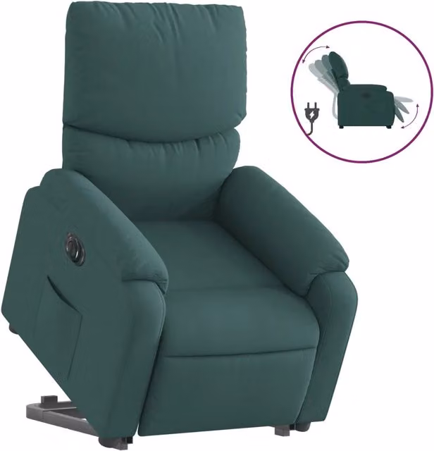 Poltrona | Sedia Relax Alzapersona Reclinabile Elettrica Verde Scuro Tessuto