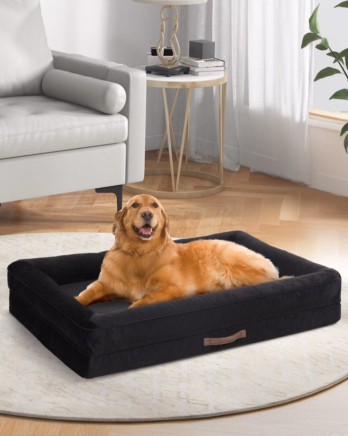 Cuccia ortopedica per cani, taglia XXL - 137x91x19 cm - Rettangolare, antiscivolo - Tessuto in nylon nero e flanella