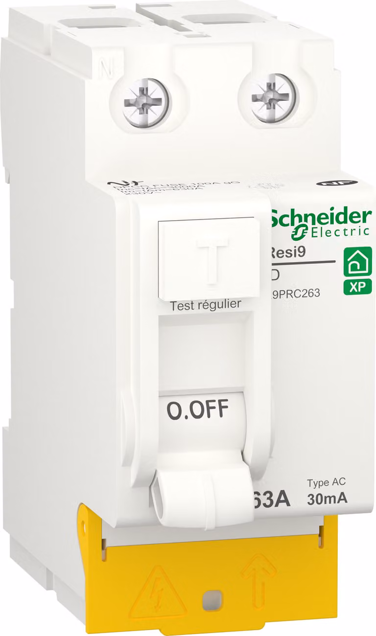 Resi9 - interruttore differenziale - 2P - 63A - 30mA - tipo AC - combinabile - alimentazione bassa - SCHNEIDER ELECTRIC - R9PRC263