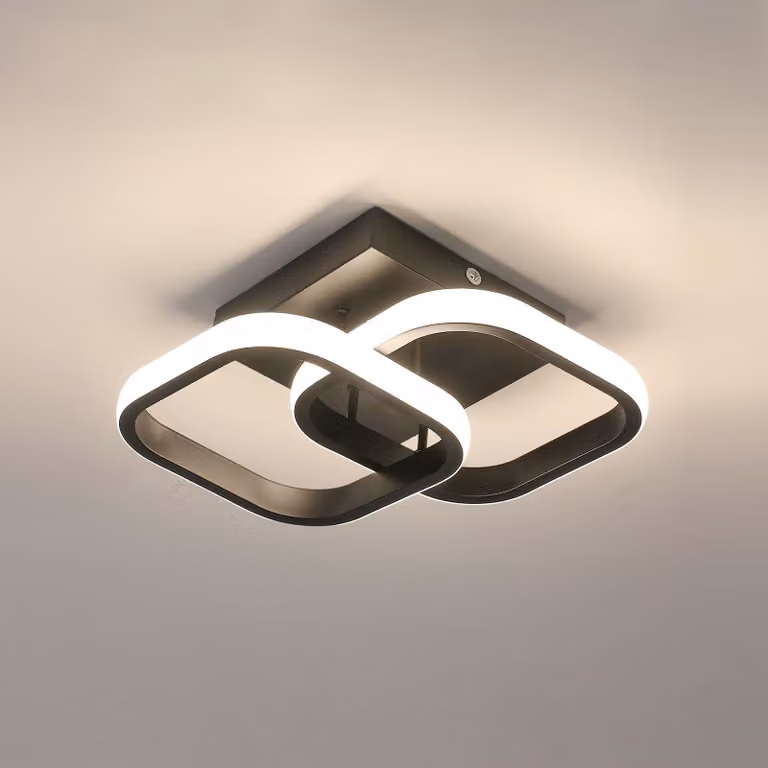 Plafoniera LED quadrata nera, 19W, 2137 lumen, design geometrico, 29 cm, luce bianca neutra 4500K, ideale per soggiorno, camera da letto e cucina. Marca: COMELY