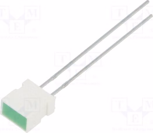 1 LED verde, dimensioni 6,15x3,65 mm, con emissione laterale, intensità luminosa da 2 a 8 mcd, angolo di emissione di 100°, modello L-1043GDT. Diodi LED
