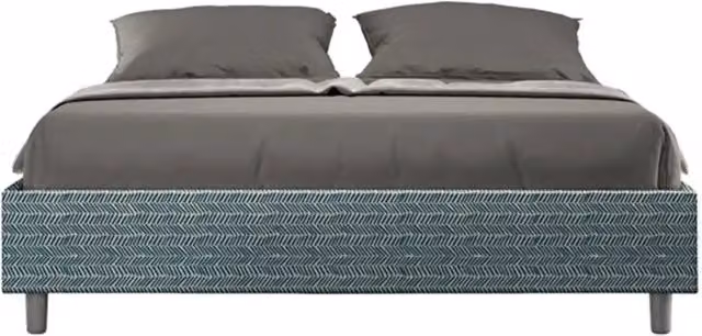 Letto matrimoniale contenitore imbottito 160x200 tessuto Aragona 8 blu Azelia