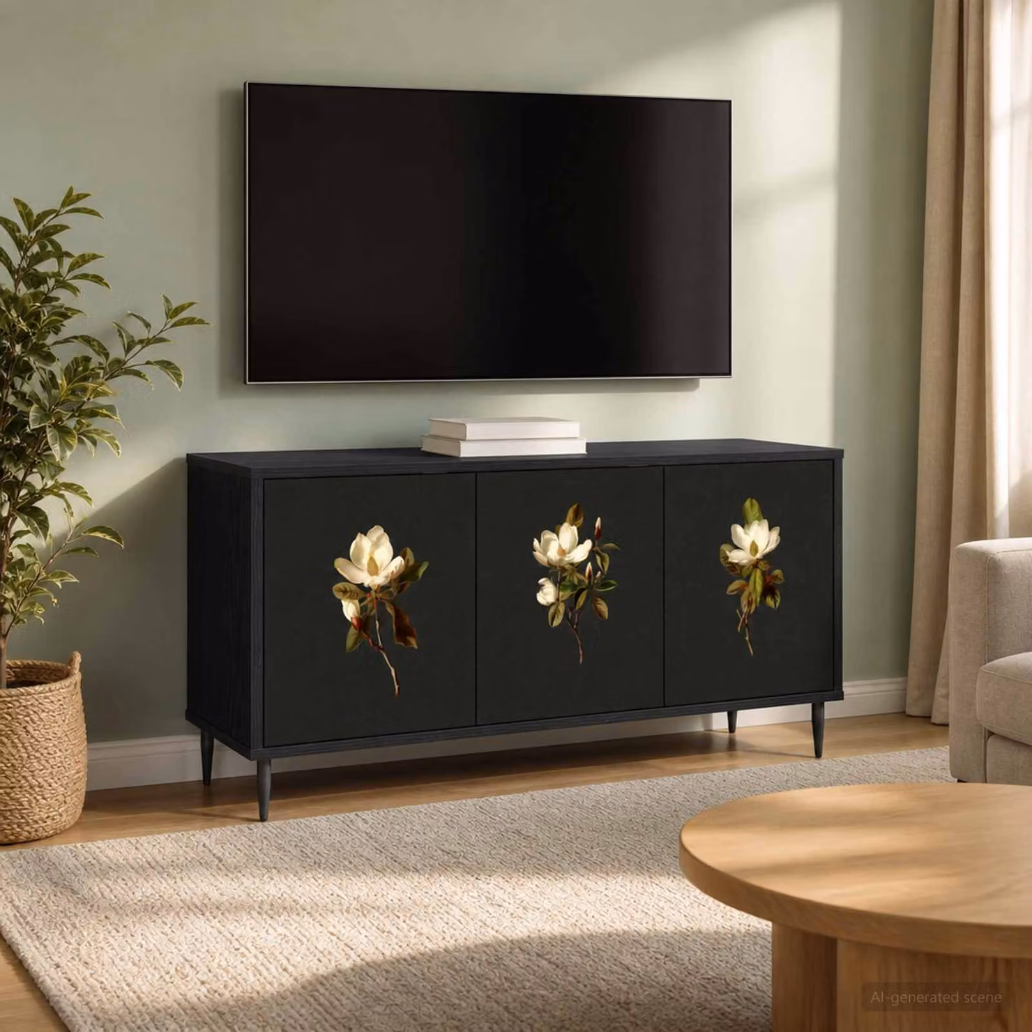Mobile TV vidaXL BREMEN moderno in Rovere Nero, L 102 x P 33 x H 51 cm
