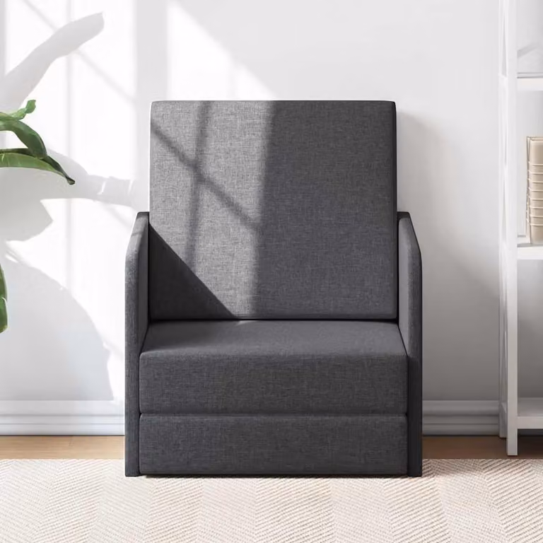 vidaXL Poltrona letto allungabile in tessuto grigio scuro