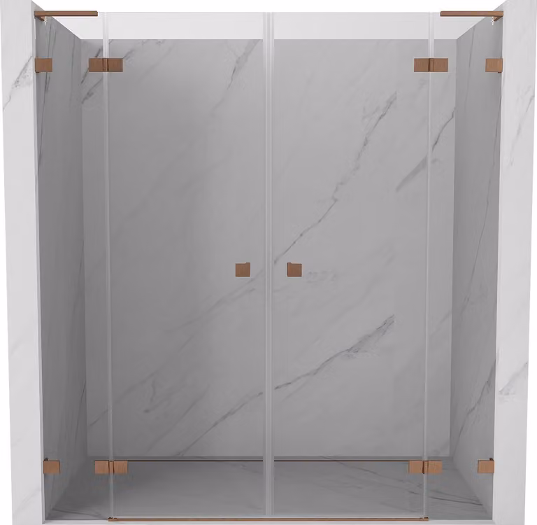 Mexen Lunar L Duo porte doccia battenti 190 cm, trasparente, rame spazzolato - 834DL-190-000-65-00