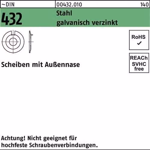 Rondelle Reyher DIN 432 acciaio 21 galv. vz 004320100210000 (50 pezzi)