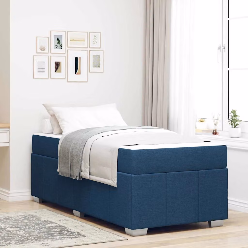 Letto con materasso vidaXL in tessuto blu, L/P: 90 x 200 cm
