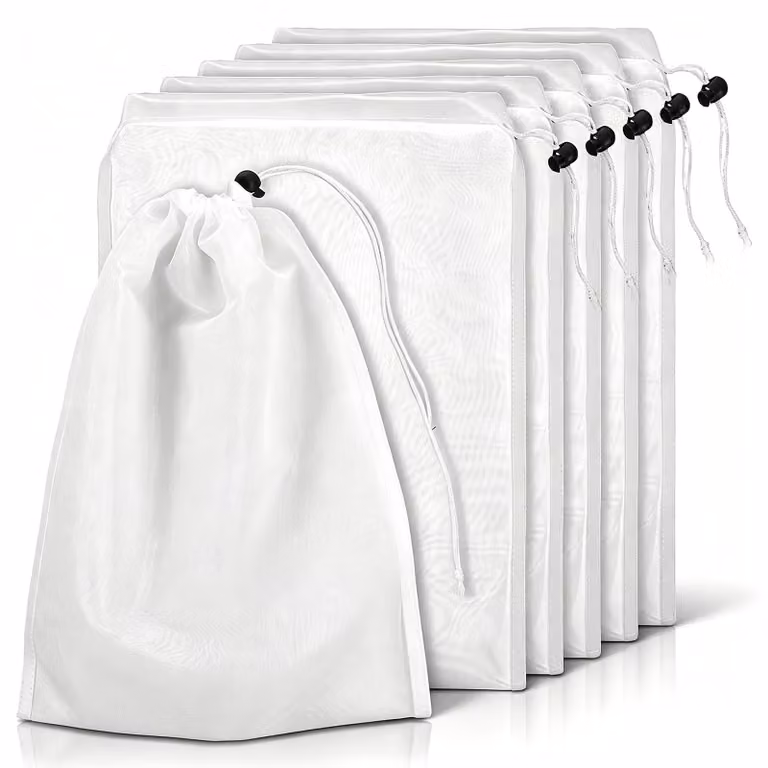6 sacchetti di ricambio in rete per aspiratore per piscina, sacchetti filtro con cordino di chiusura