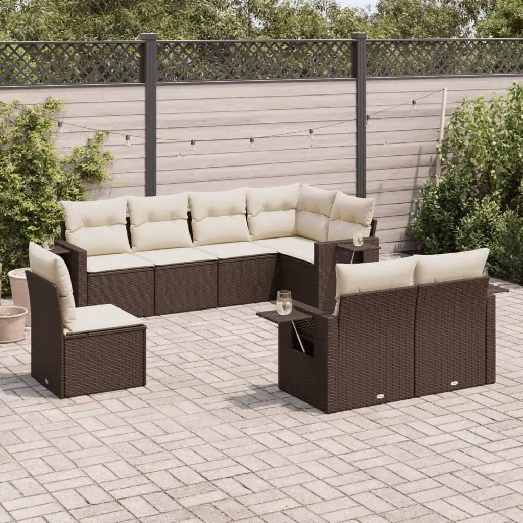Maison Exclusive - Set Divani da Giardino 8 pz con Cuscini Marrone in Polyrattan