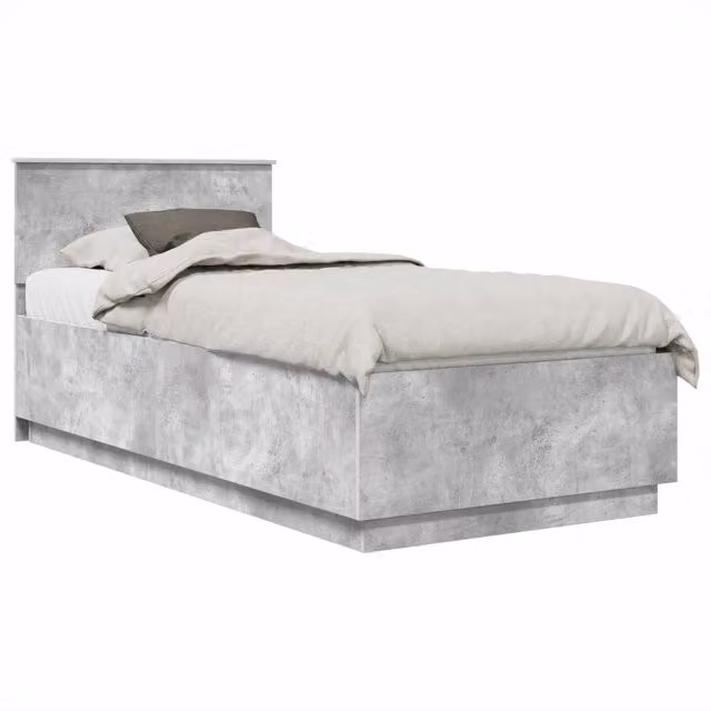 Letto singolo per adulti con testiera in stile minimalista, colore grigio, L/P/H: 100 x 200 x 90 cm