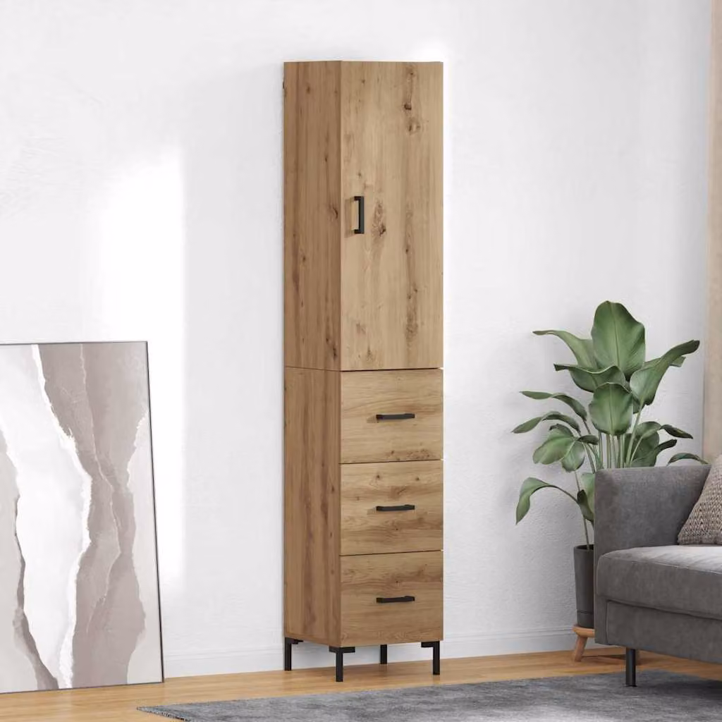 Credenza minimalista vidaXL in rovere marrone con ante a battente e ripiani interni L/P/H: 34,5 x 32,08 x 180 cm