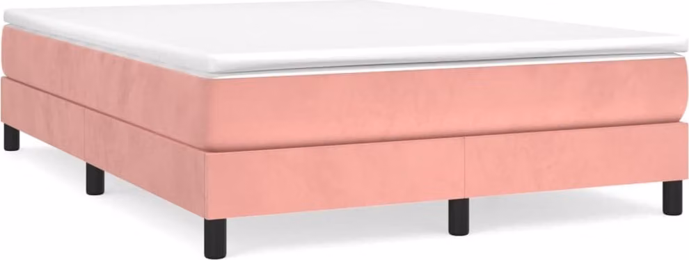 Giroletto a Molle con Materasso Rosa 140x190 cm in Velluto